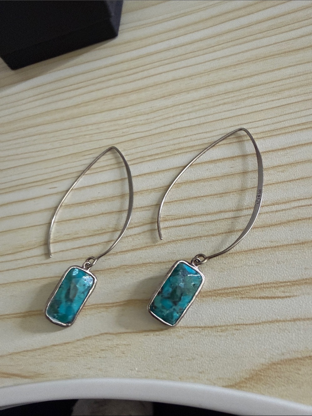 Silpada Sterling Silver Earrings with Teal-Green Stones Sterling 925